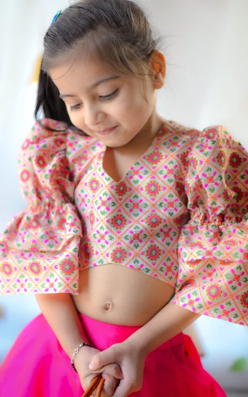 Pre-Order: Lil Diva Pink Lehenga Set