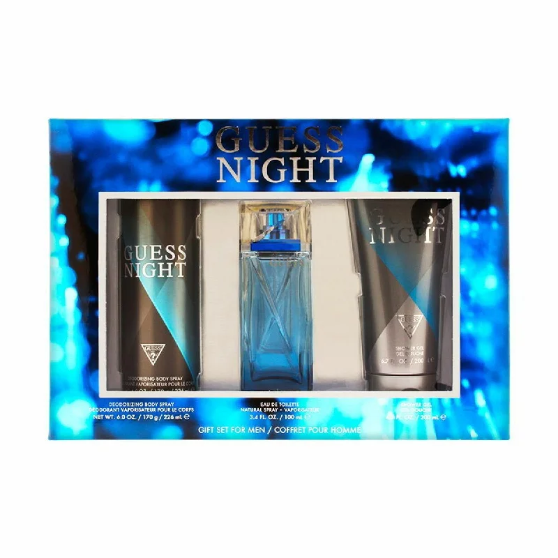 Guess  Night Mens 3.4 EDT 6.0 Body Spray & 6.7 Shower Gel Gift Set