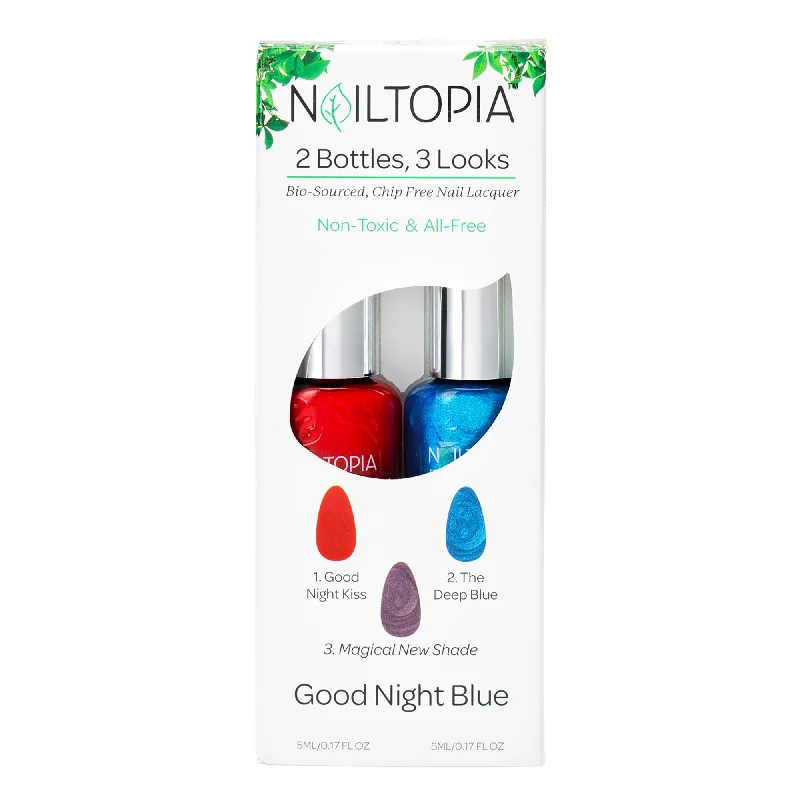 Bio-Sourced Chip Free Nail Lacquer Kit - Good Night Blue by Nailtopia for Women - 2 Pc 0.17oz Good Ni