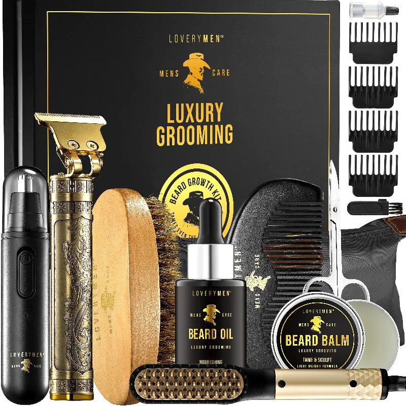 LOVERYMEN Ultimate Luxury Mens Beard Grooming Kit 9pc Gift Set