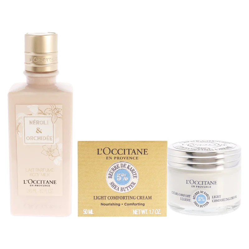 Neroli and Orchidee Body Milk and Shea Butter Light Comforting Cream Kit by LOccitane for Women - 2 Pc Kit 8.4oz Body Milk, 1.7oz Cream