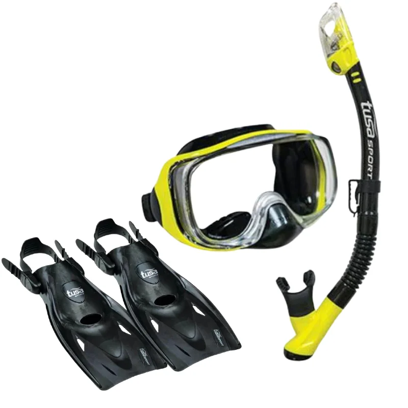 Tusa Sport UC3325 Mask and Snorkel + Snorkelling Fins Package