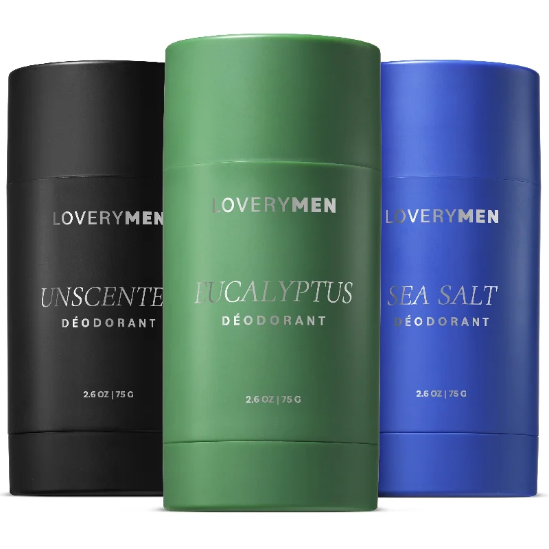 Sea Salt, Eucalyptus, Mens Unscented Anti-Perspirant Deodorant Stick, 3-Pc. Aluminum Free Deodorants