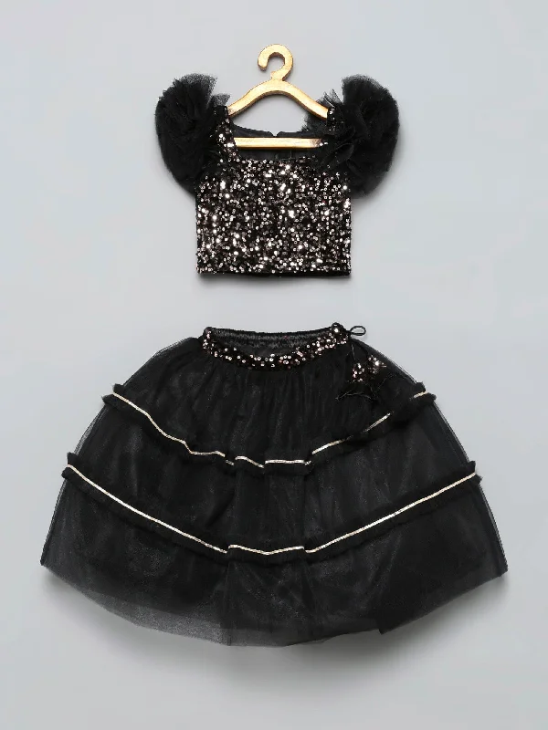 Pre-Order: Black Sequins Lehenga Choli