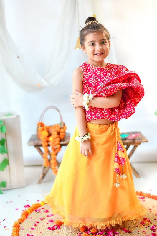 Pre-Order: Yellow Pink Patola Lehenga