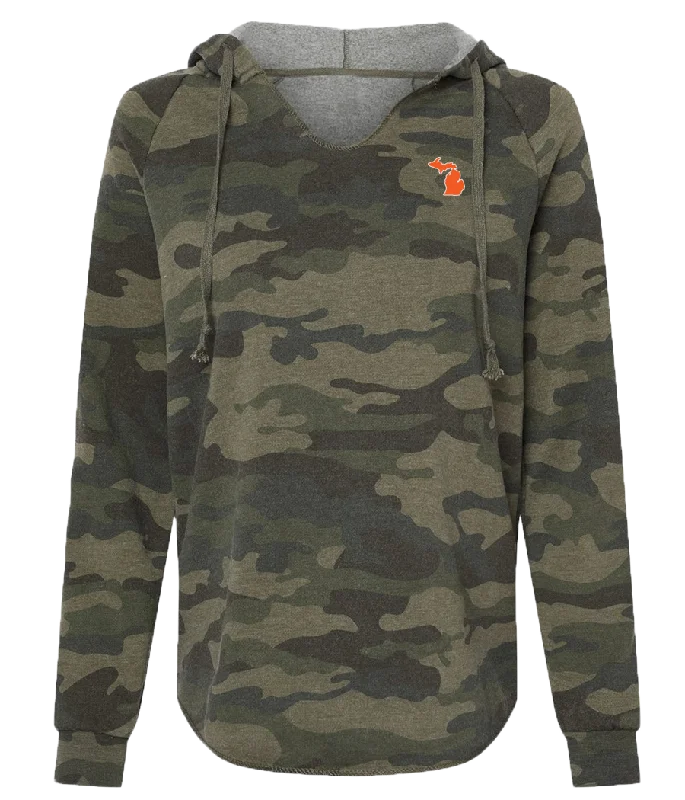 Women's Camo Flowy V-neck Hoodie