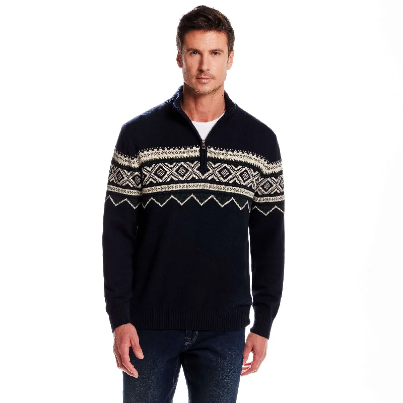 Nordic Quarter Zip Sweater In Dark Navy