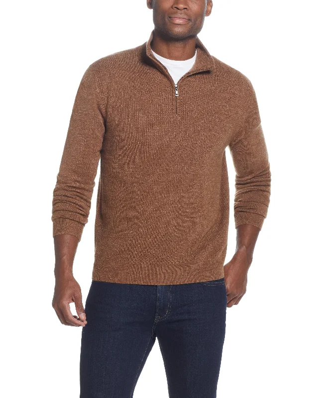 Soft Touch Quarter Zip Sweater in Almond Heather