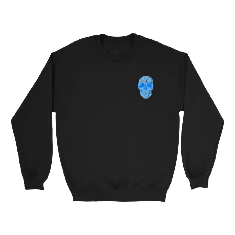 Carolina Blue Star Skull on Black Comfort Colors Adult Sweatshirt