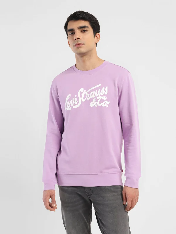 Men's Brand Logo Purple Crew Neck Sweatshirt