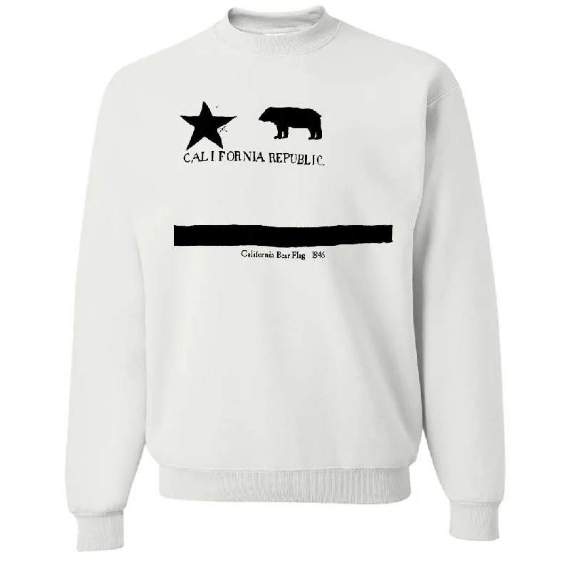 Old California Bear Flag 1846 Black Print Crewneck Sweatshirt