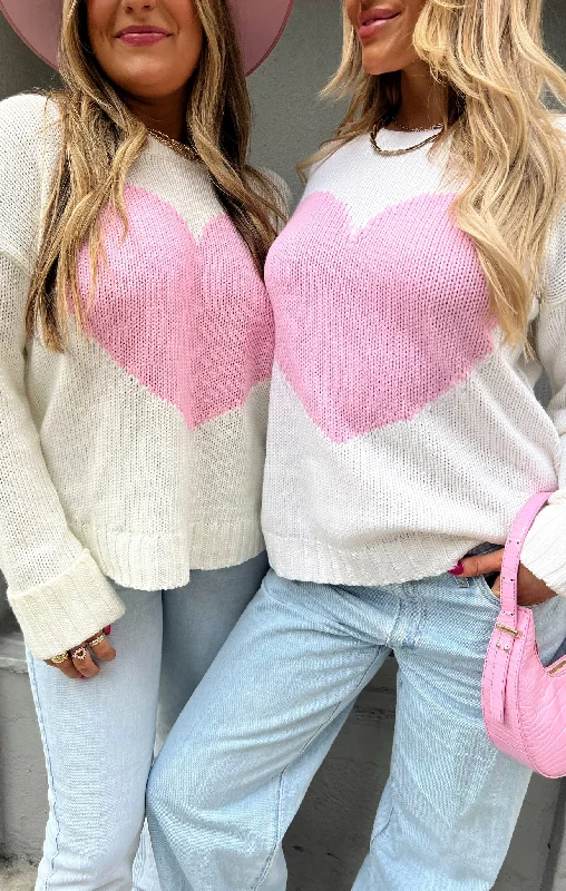 Sweetheart Sweater ~ Pink Heart Knit