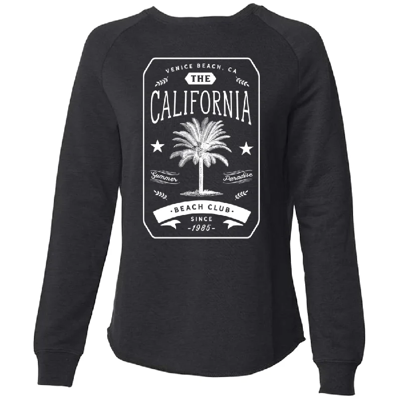 California Beach Club White Print Super Soft Crewneck Sweater