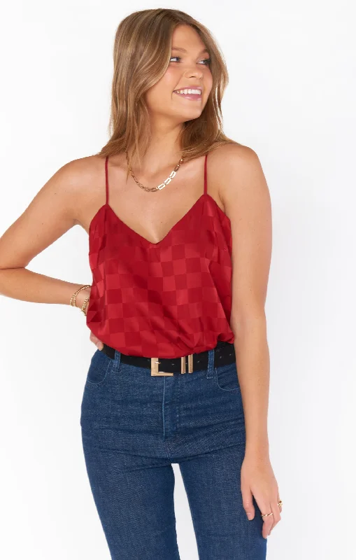 Spotlight Tank ~ Red Checkerboard Satin