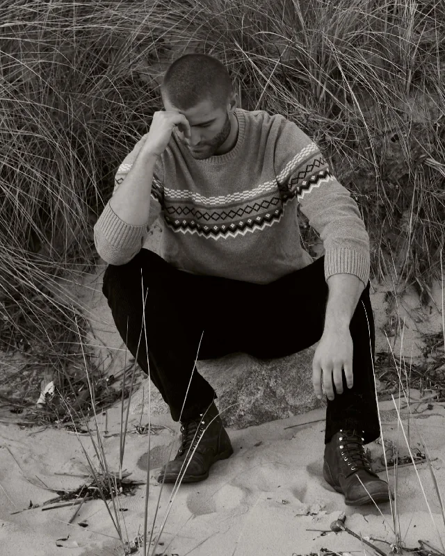 Nordic Crewneck Sweater In Pale Grey