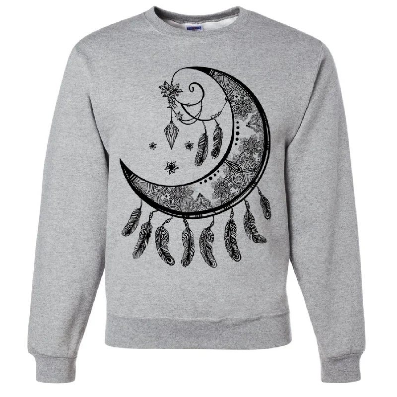 Crescent Moon Dreamcatcher Black Crewneck Sweatshirt