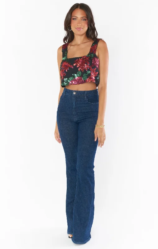 Tara Crop Top ~ Holly Bloom Sequin