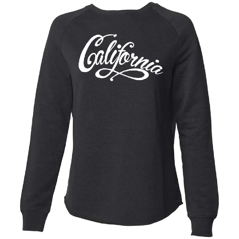 California Beach Script White Print Super Soft Crewneck Sweater