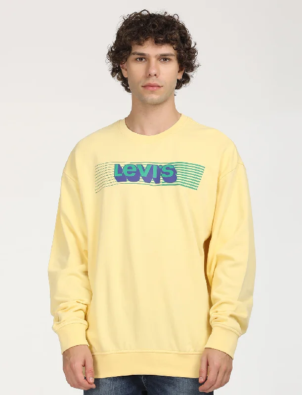 Men's Solid Yellow Crew Neck Sweatshirt