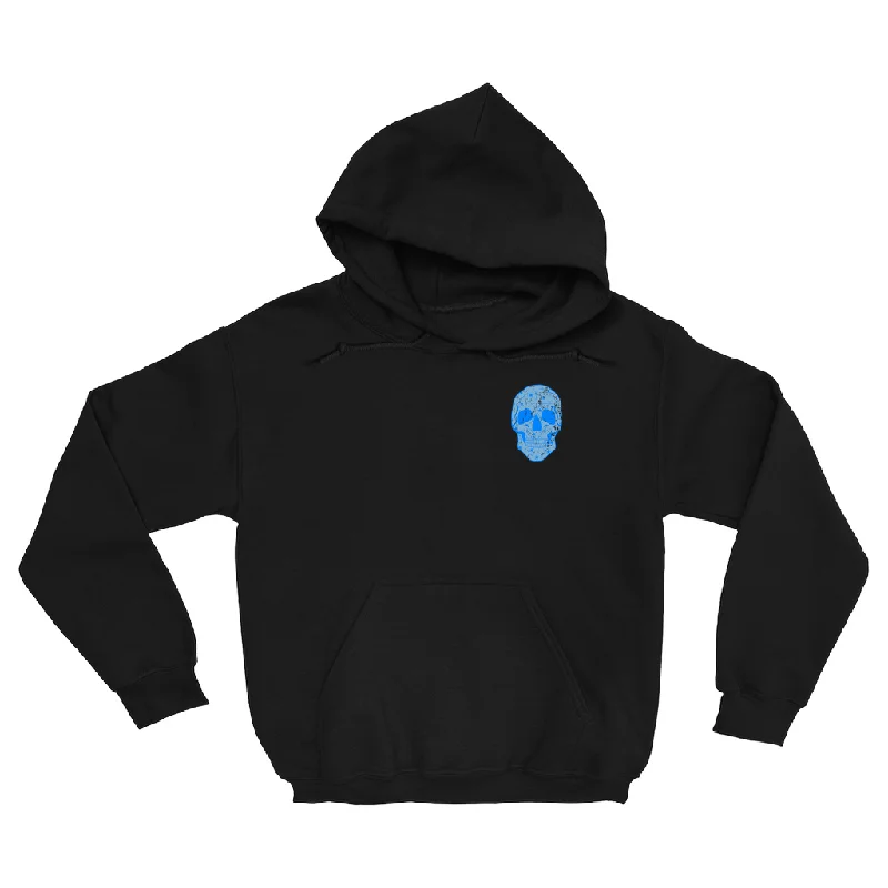 Carolina Blue Star Skull on Black Comfort Colors Adult Hoodie