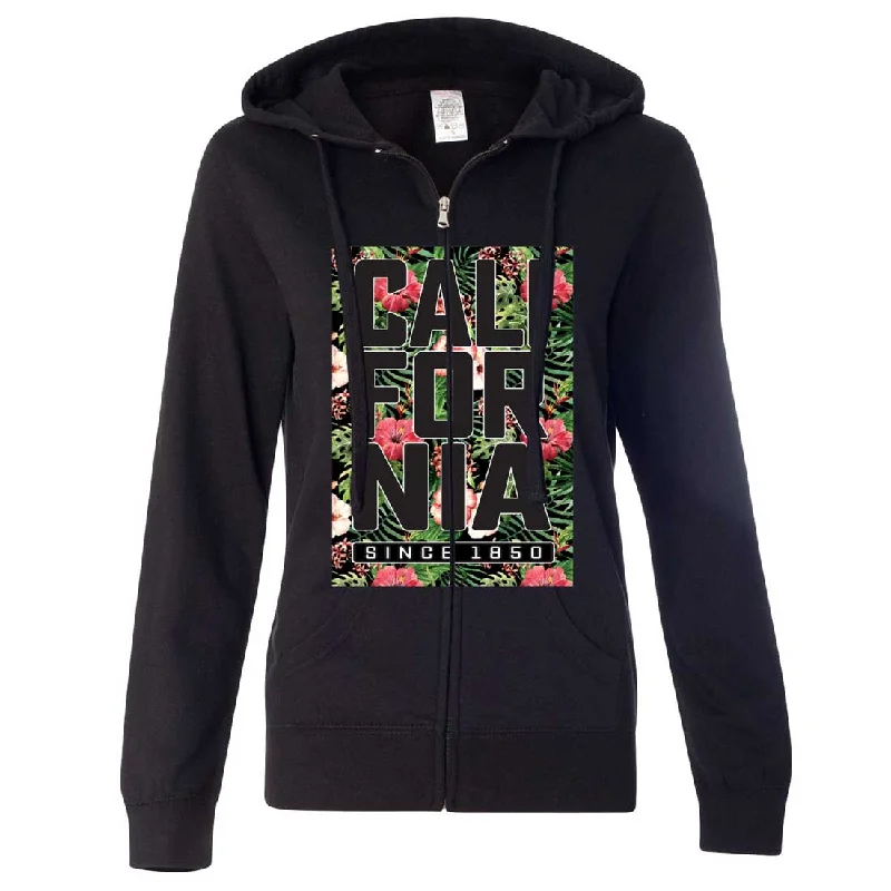 California Republic 1850 Floral Ladies Zip-Up Hoodie