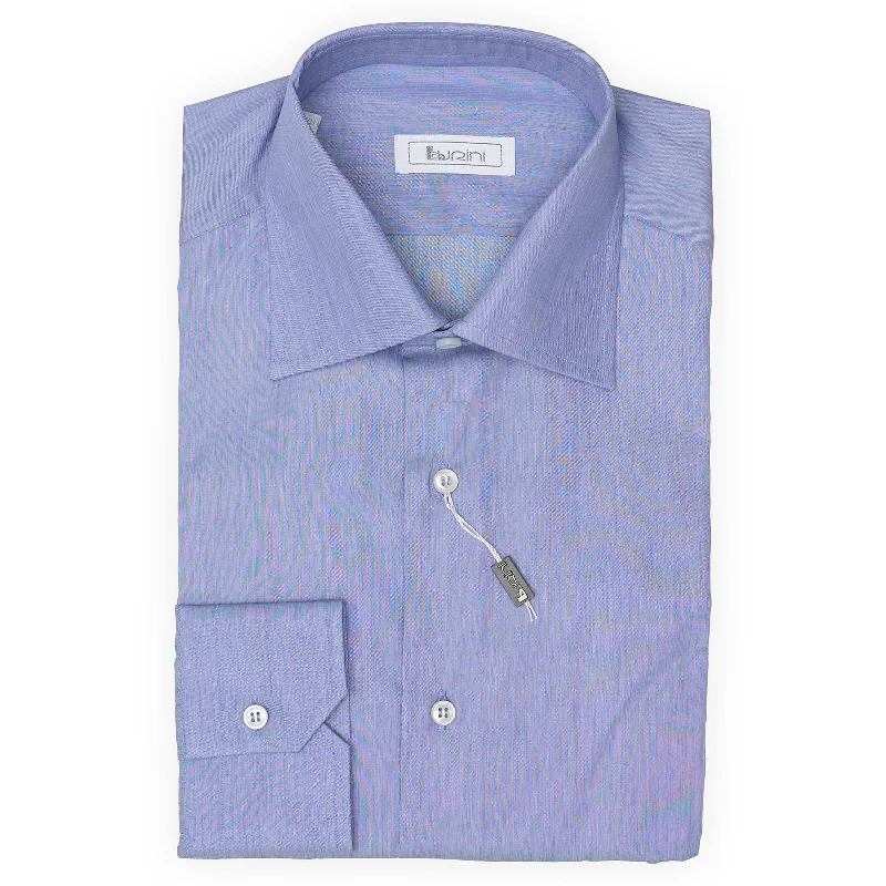 BURINI Blue End-on-end Luxury Dress Shirt EU 38 NEW US 15