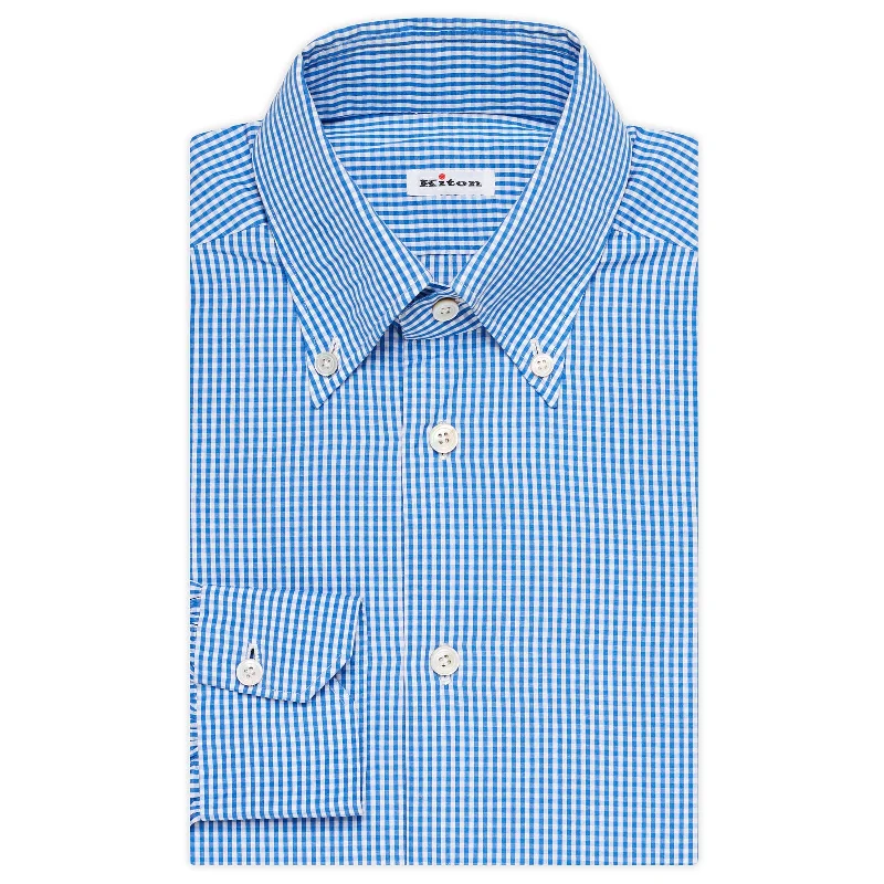 KITON Napoli Handmade Blue Button-Down Shirt EU 39 US 15.5 NEW