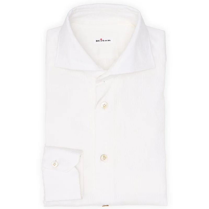 KITON Napoli Handmade White Oxford Cotton Dress Shirt EU 39 NEW US 15.5