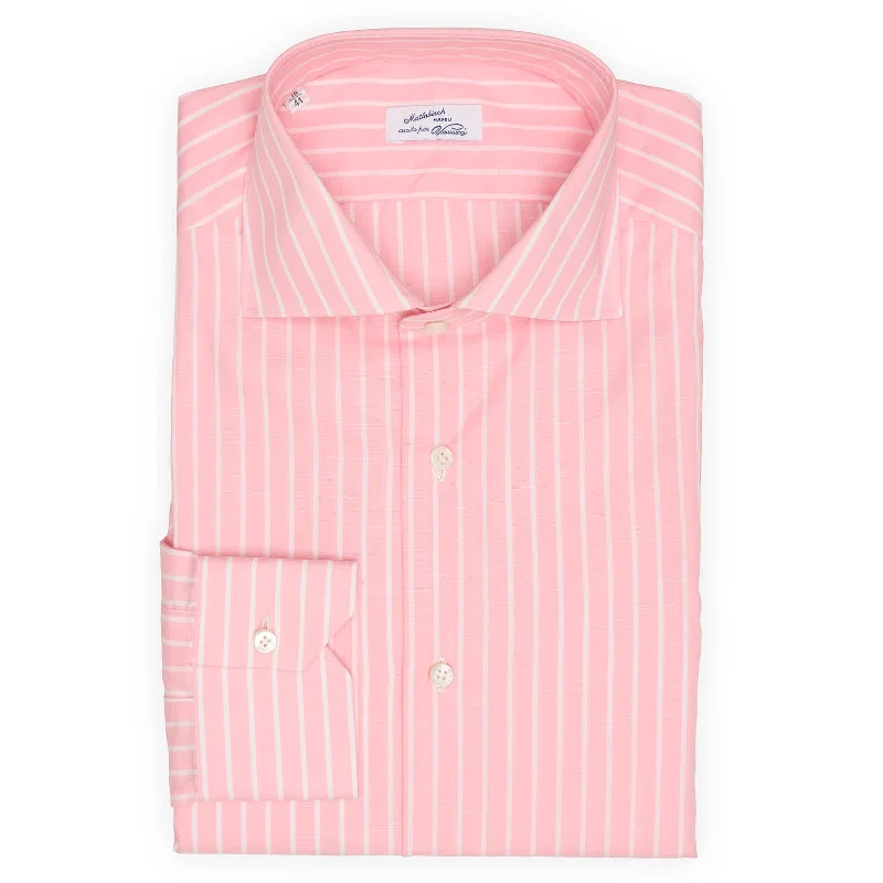 MATTABISCH for VANNUCCI Pink Striped Cotton Dress Shirt EU 41 NEW US 16