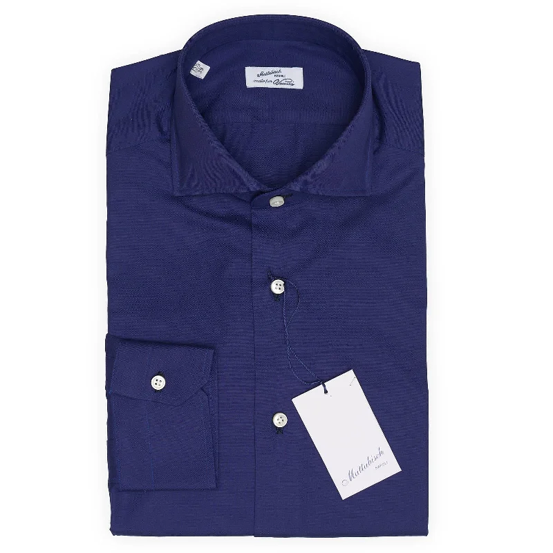 MATTABISCH for VANNUCCI Royal Blue Cotton Dress Shirt EU 39 NEW US 15.5