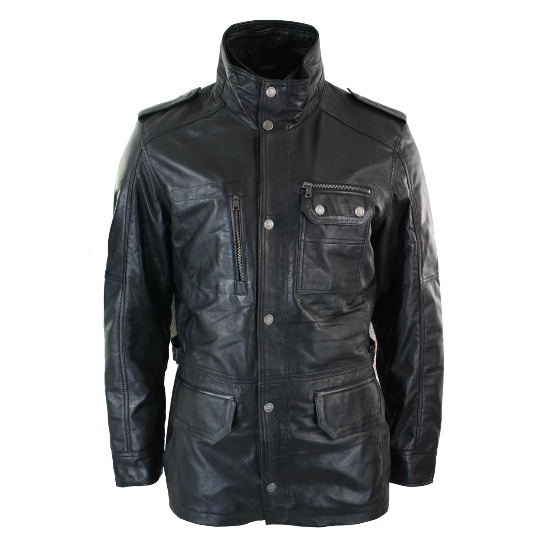 Men's 3/4 Safari Parka Leather Jacket