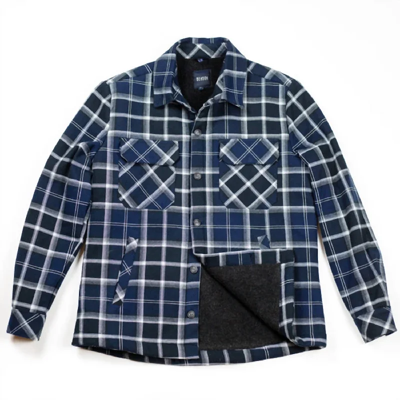 Men'S Ozarks Sherpa Jacket in Navy Plaid