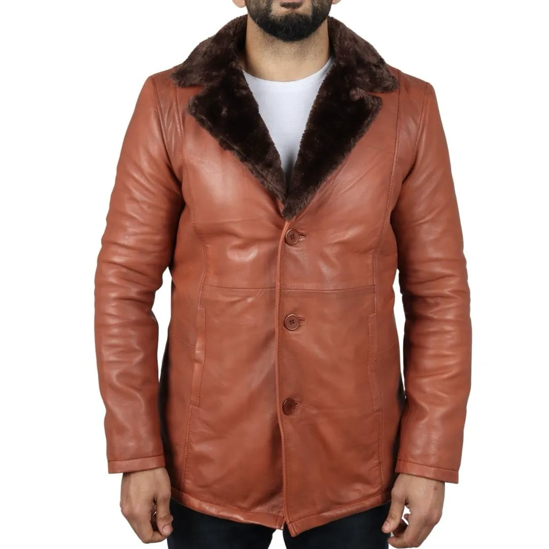 Men's  Real Leather Fur Lining Coat