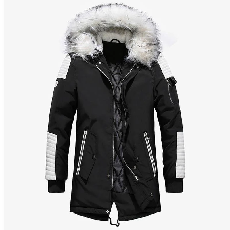 Men's Thick Warm Winter Parkas Hooded Collar Casual Outwear Jackets