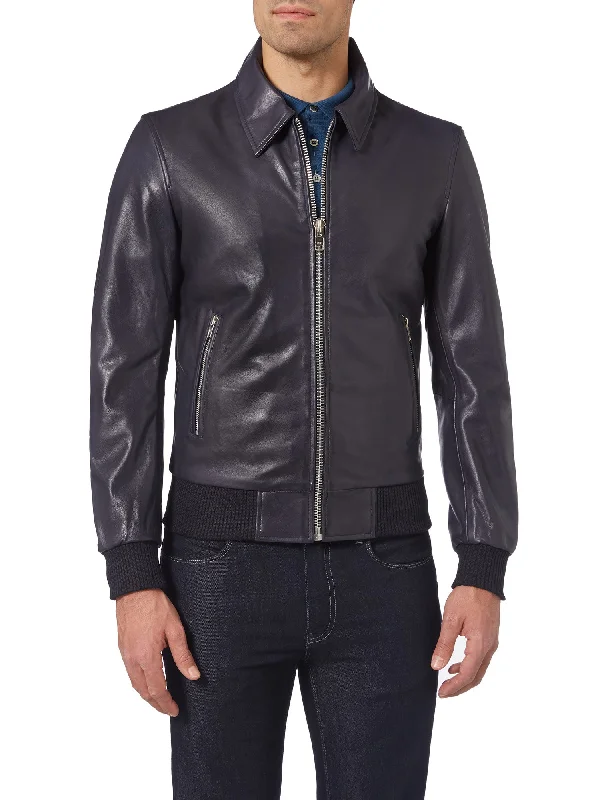 Remus - Navy Leather Jacket