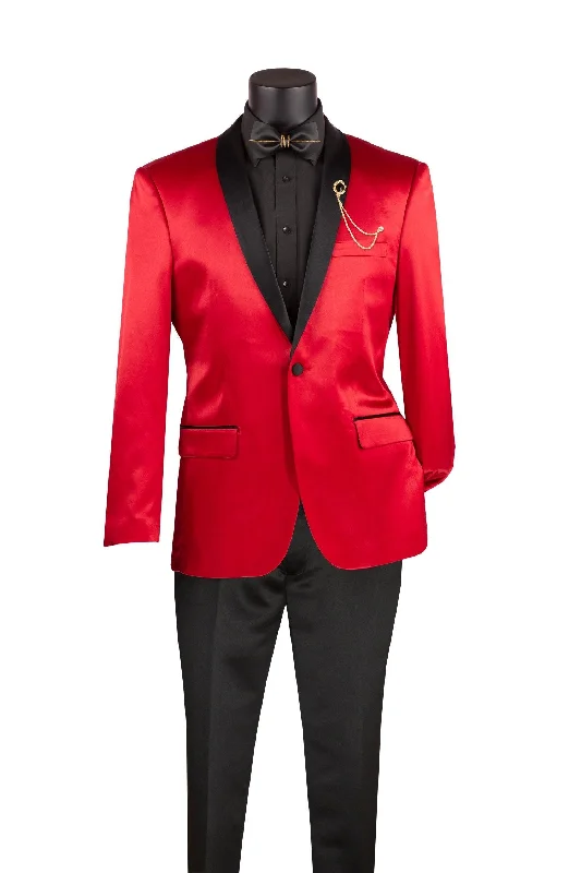 Red Slim Fit Steen Tuxedo Jacket with Black Shawel Lapel