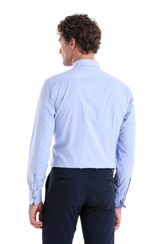 Regular Fit French Cuff Cotton Light Blue Dress Shirt