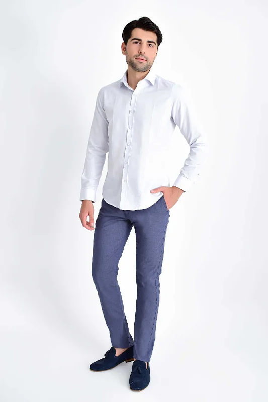 Slim Fit Cotton Blend Light Blue Dress Shirt