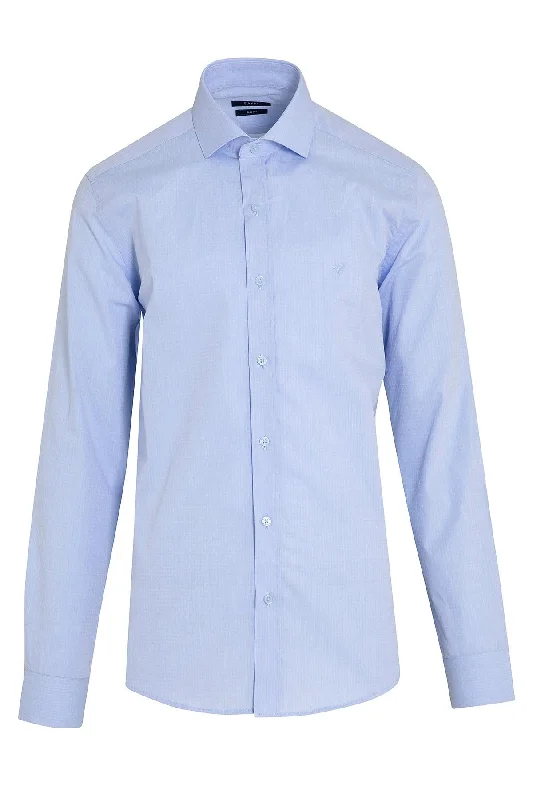 Slim Fit Cotton Blue Dress Shirt