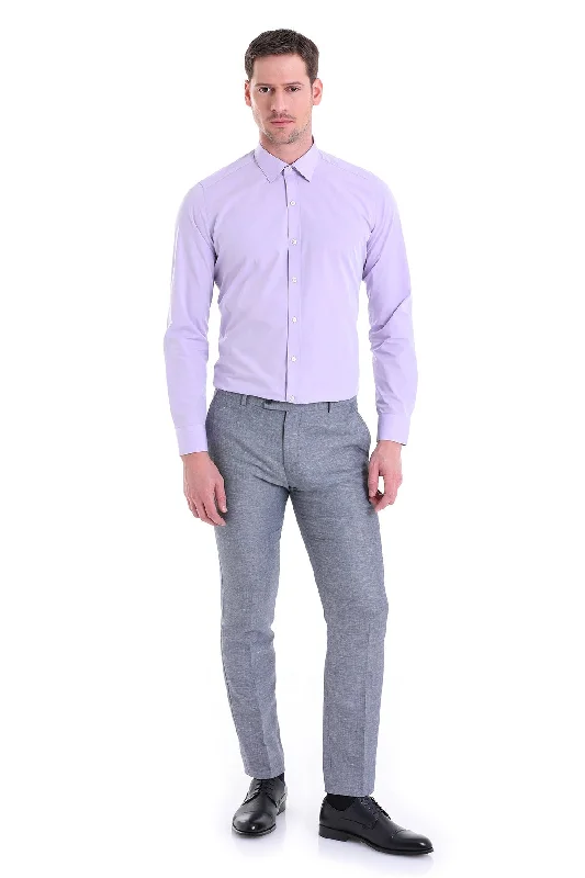 Slim Fit Lilac Cotton Dress Shirt