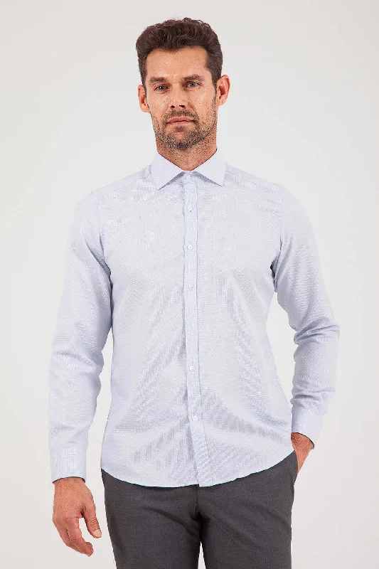 Slim Fit Long Sleeve Cotton Blend Navy Dress Shirt