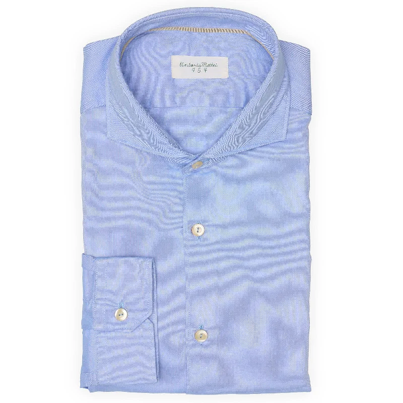 TINTORIA MATTEI 954 Blue Oxford Cotton Dress Shirt EU 43 NEW US 17