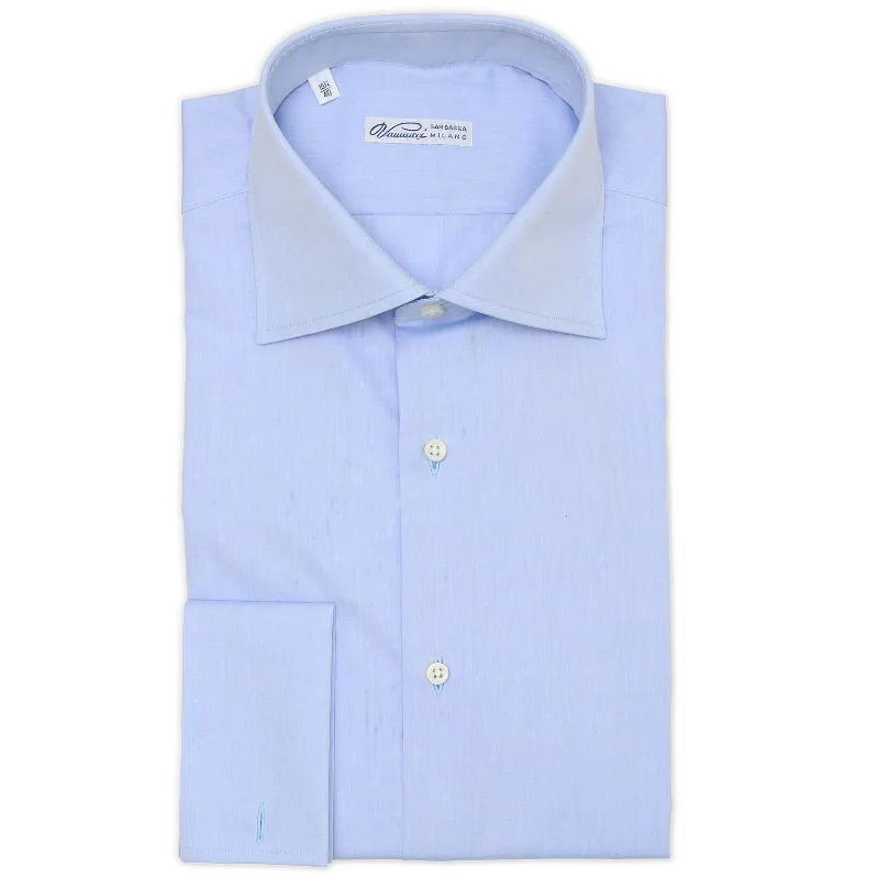 VANNUCCI Milano Blue Cotton French Cuff Dress Shirt EU 40 NEW US 15.75