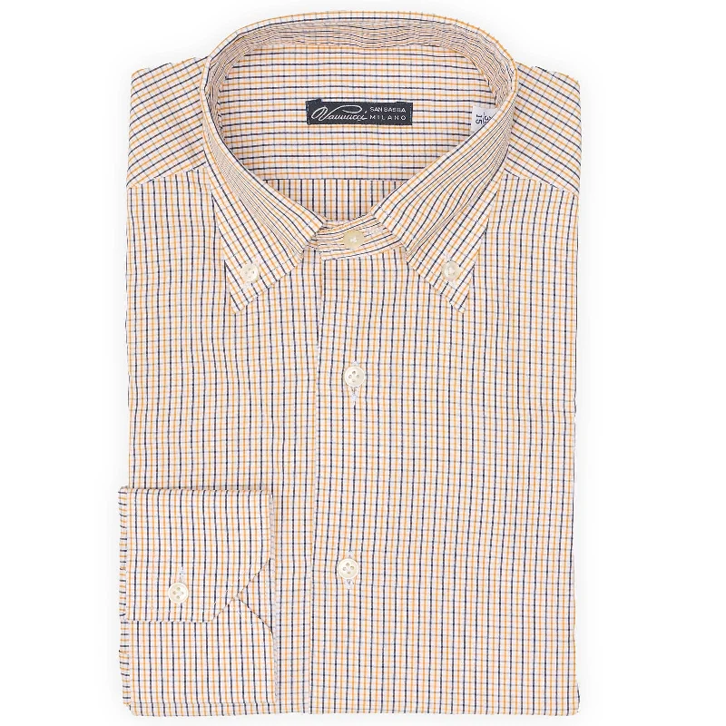 VANNUCCI Milano Multicolor Check Button Down Dress Shirt EU 38 NEW US 15