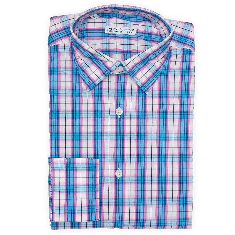 VANNUCCI Milano Multicolor Plaid Stretch Casual Shirt NEW