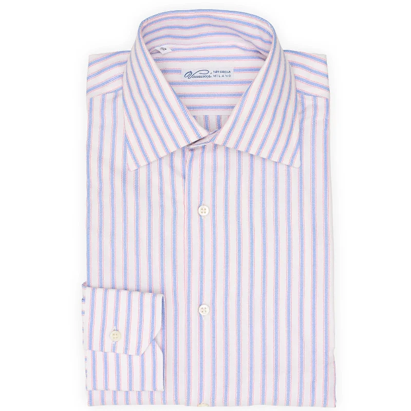 VANNUCCI Milano Multicolor Striped Cotton Dress Shirt EU 38 NEW US 15