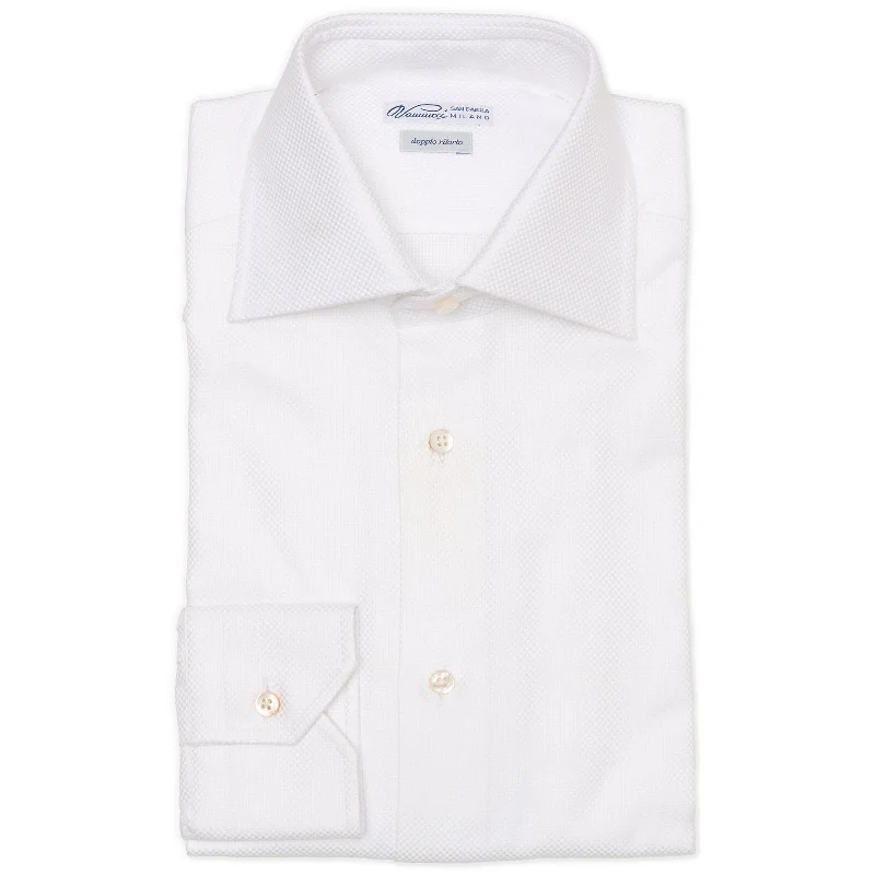 VANNUCCI Milano White Cotton Royal Oxford Dress Shirt EU 38 NEW US 15