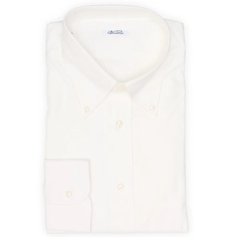 VANNUCCI Milano White Royal Oxford Button Down Dress Shirt EU 45 NEW US 18