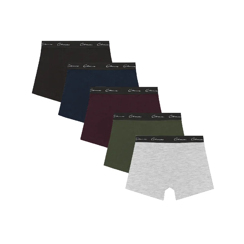 5-Pack Classic Signature Boxers | Black/Navy/Burgundy/Khaki/Grey