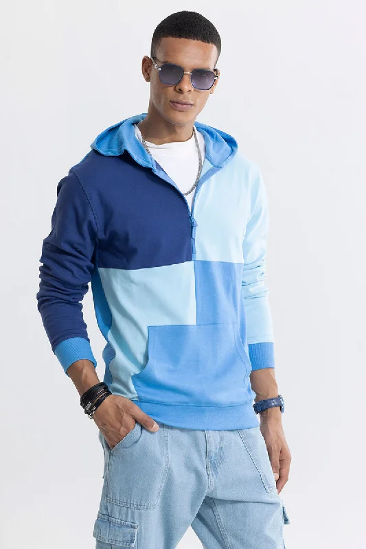 Colour Block Blue Hoodie